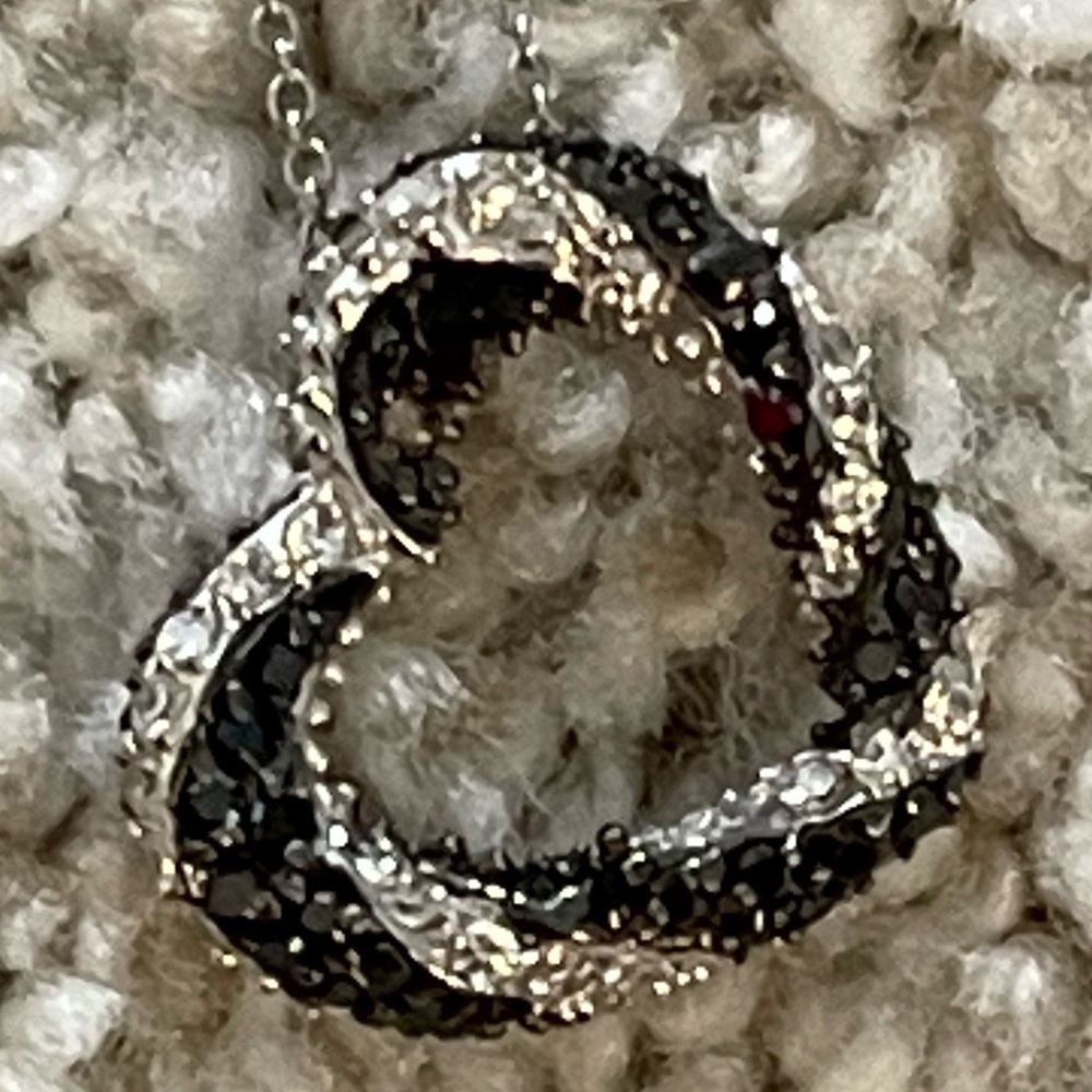 Black and Silver Heart Pendant Necklace